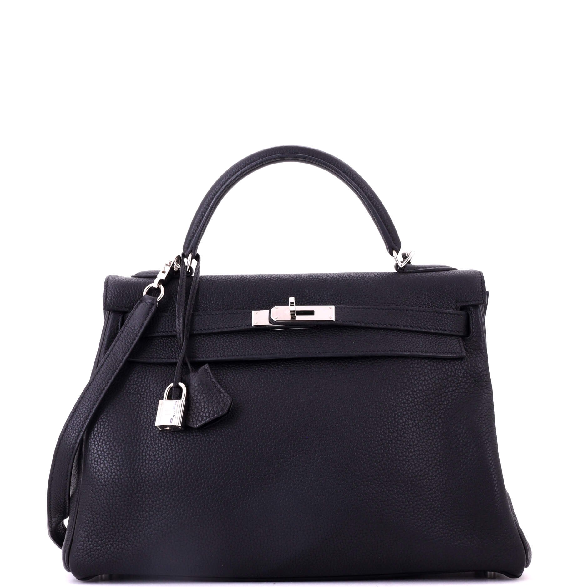 Hermes Kelly Handbag Noir Togo with Palladium Hardware 32
