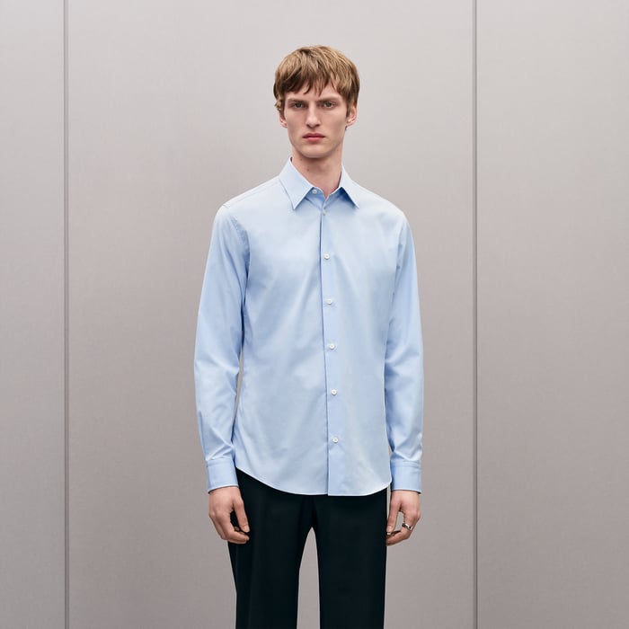 Bleu Pâle Fitted Shirt With Faubourg Collar