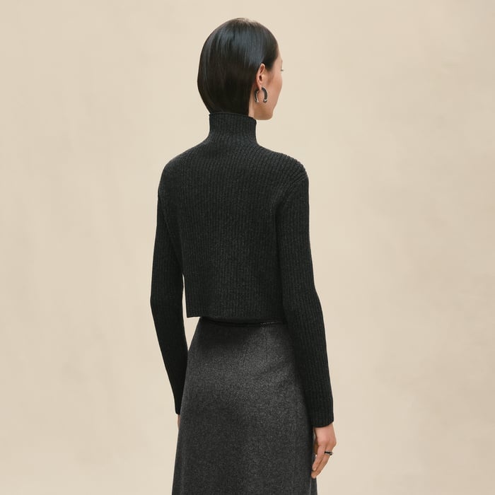 Gris Volcanique Long-sleeve Cropped Sweater