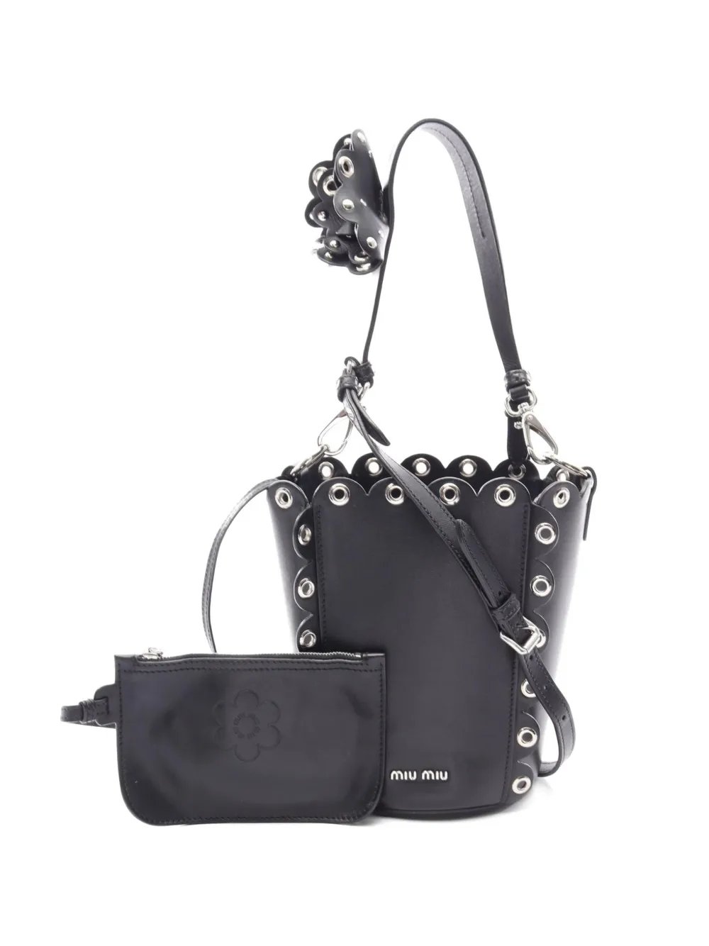 2010s eyelet-embellished bucket bag