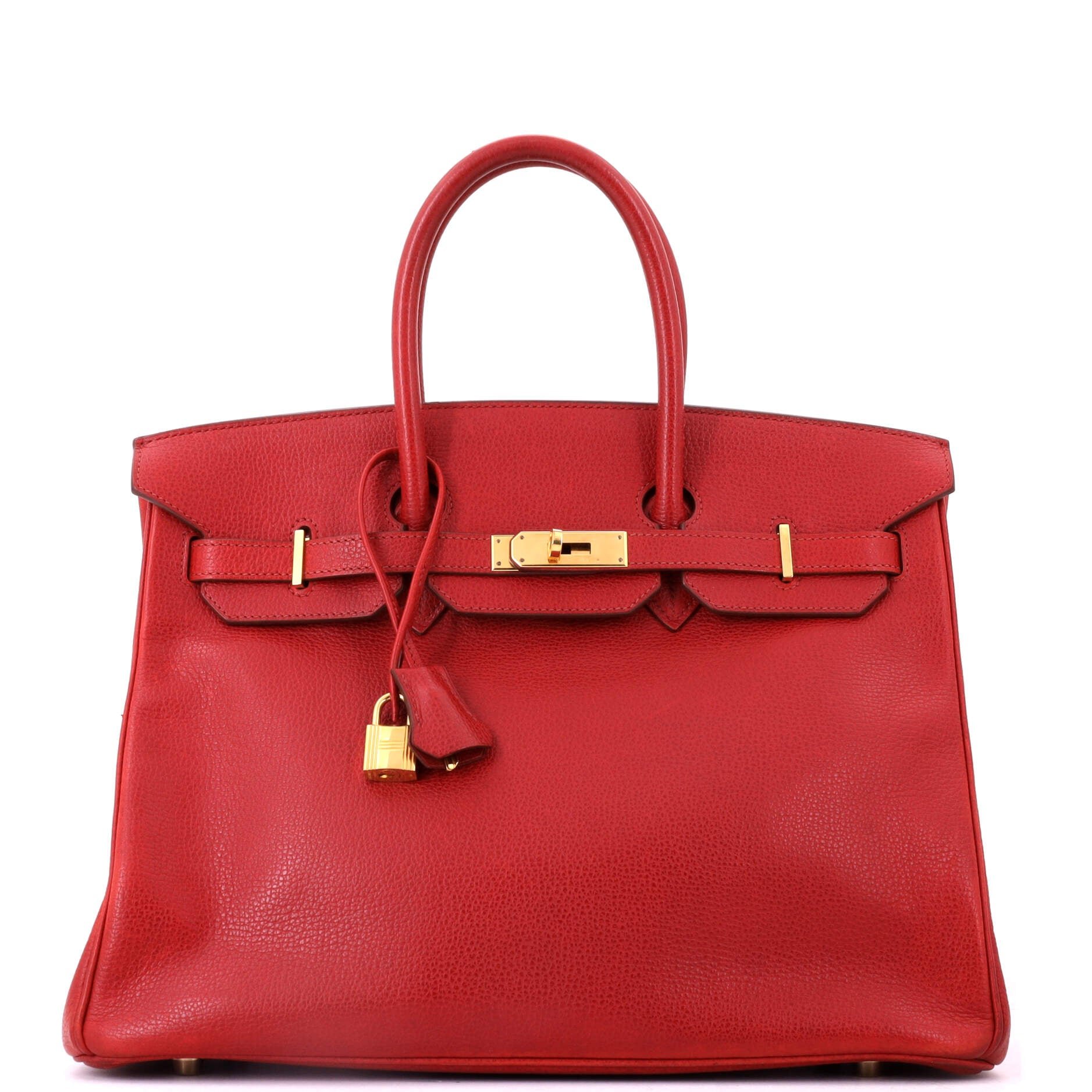 Birkin Handbag Rouge Garance Vache Liegee with Gold Hardware 35