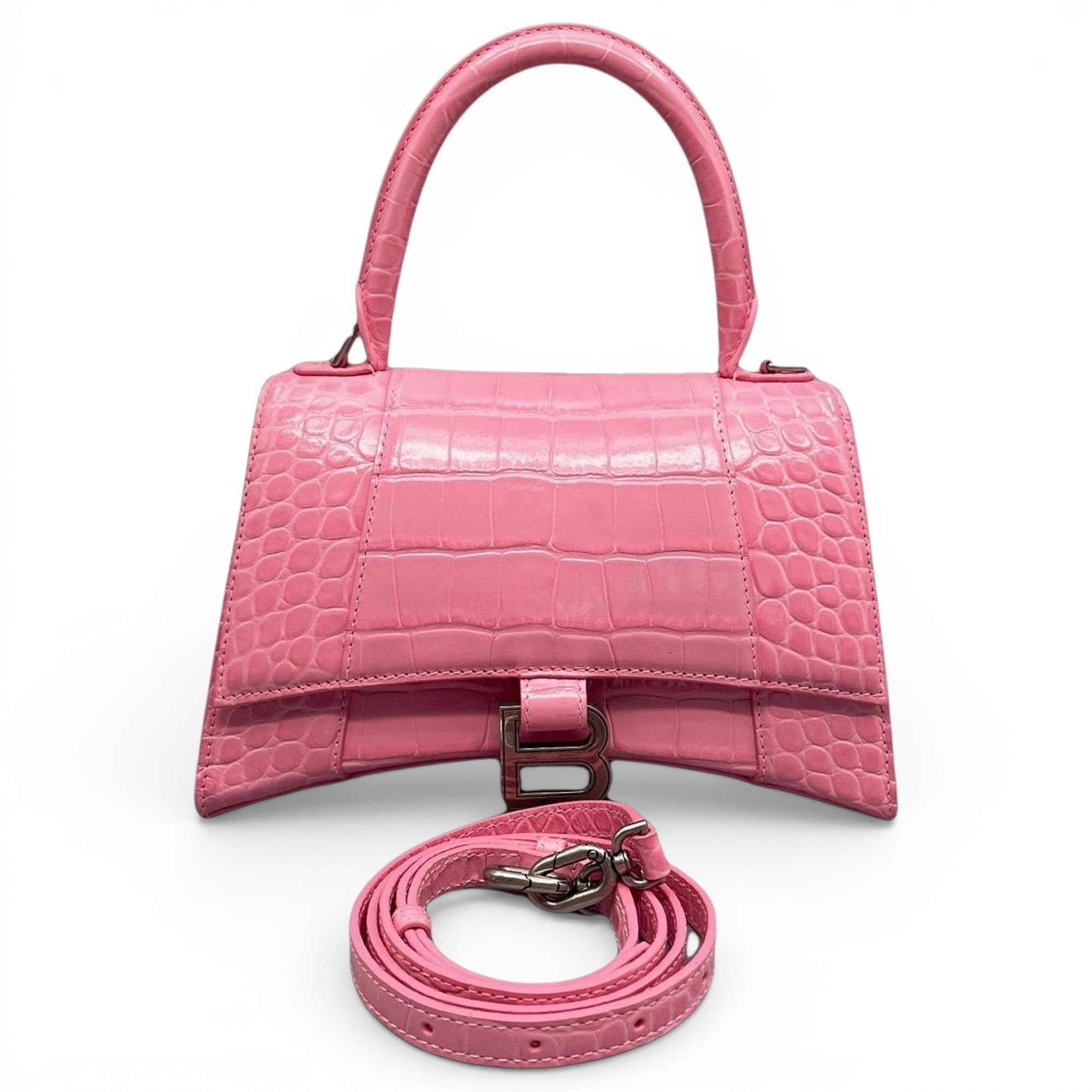 Hourglass leather handbag