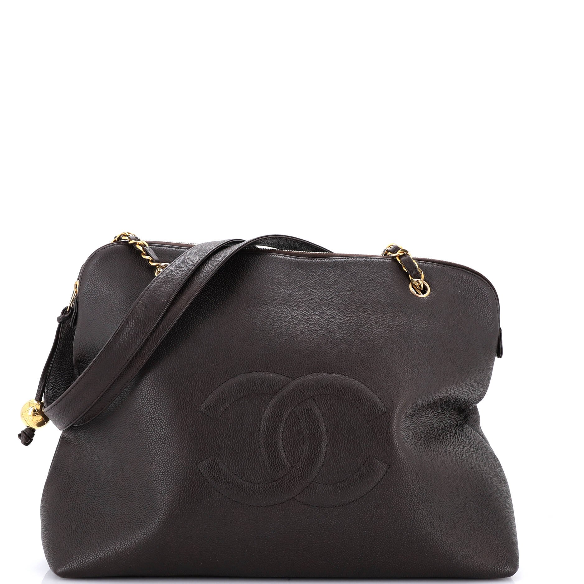 Vintage Timeless Zip Tote Caviar Large