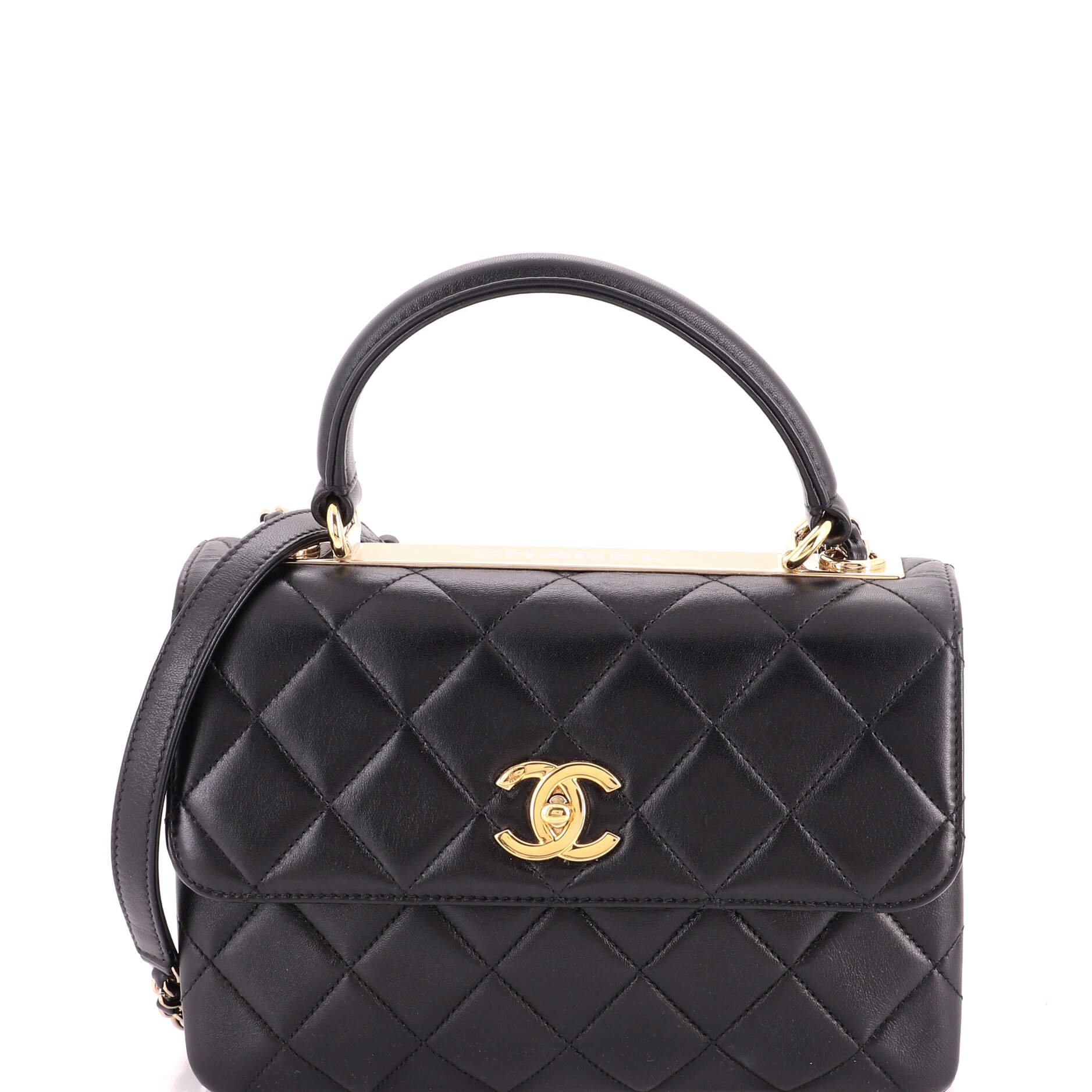 Trendy CC Top Handle Bag Quilted Lambskin Small
