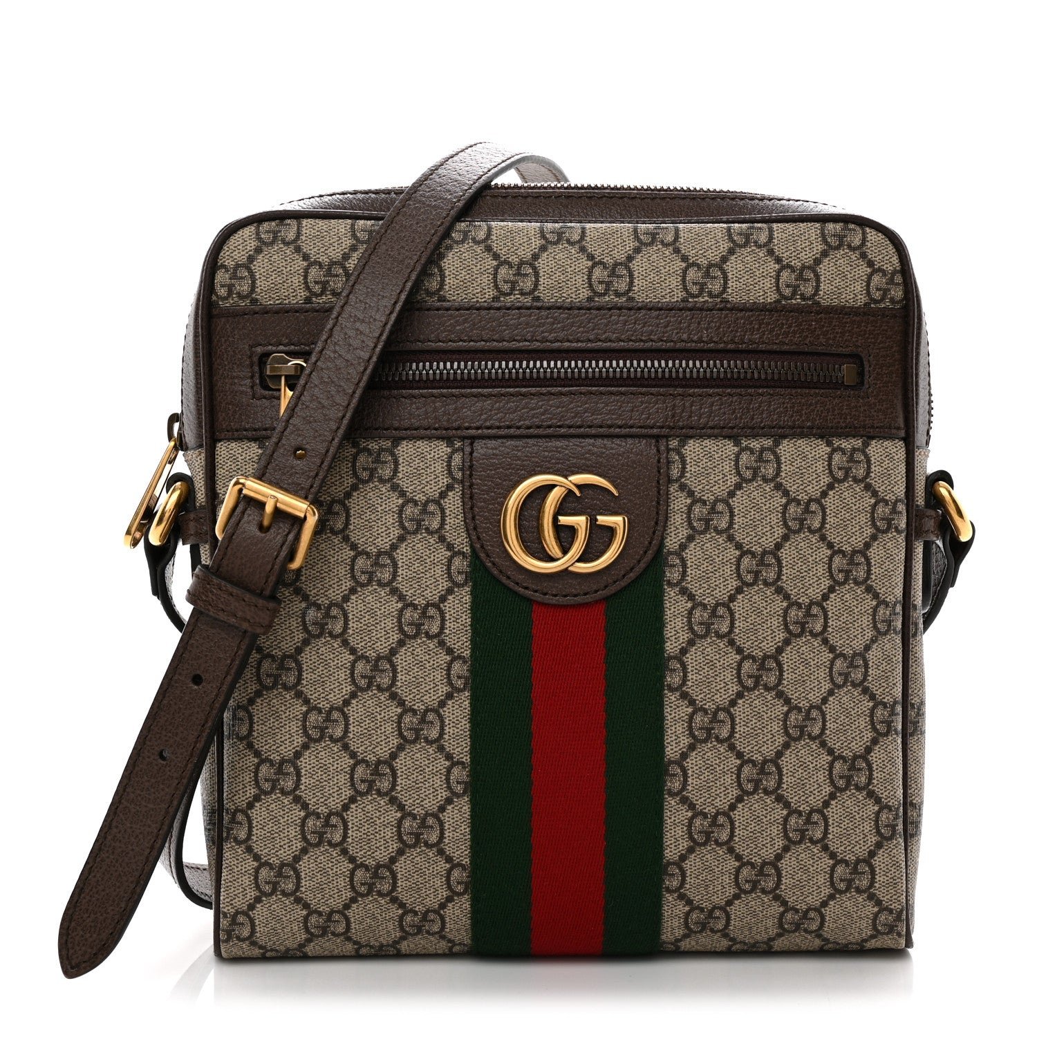 Gucci GG Supreme Monogram Web Small Ophidia Messenger Bag Brown