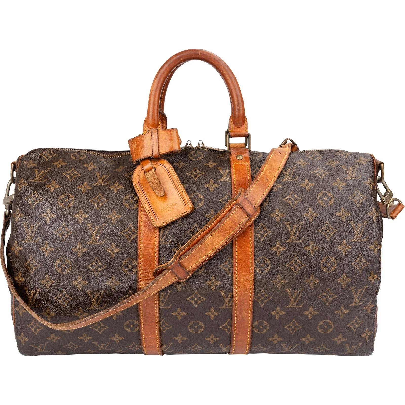 Louis Vuitton Keepall leather travel bag