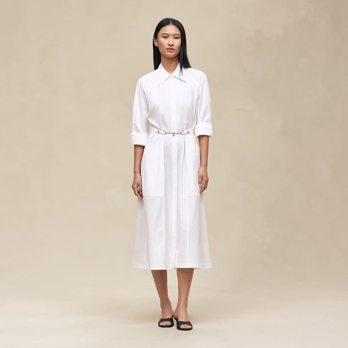 Blanc Equestrian Shirt Dress