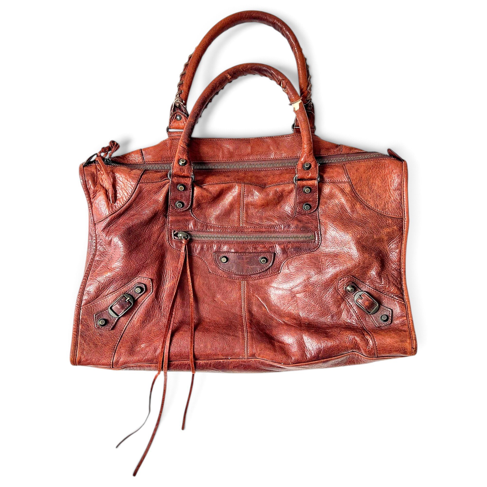 Work leather handbag