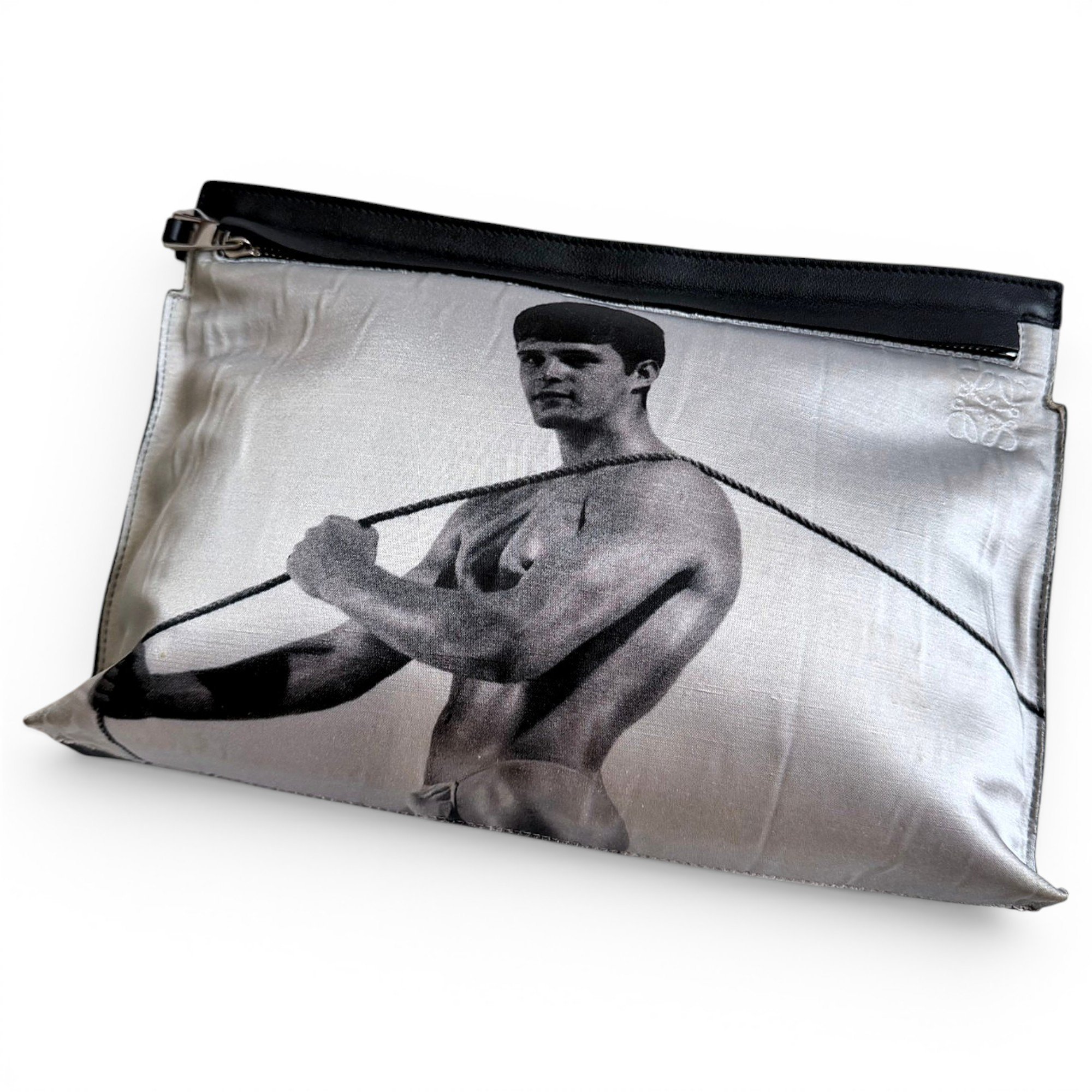 T Pouch leather clutch bag
