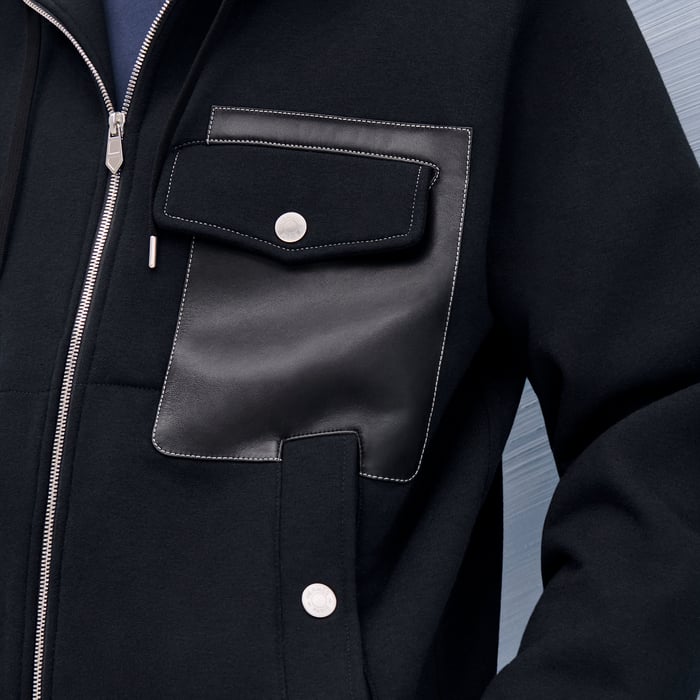 Noir “empreintes Sellier Cuir” 지퍼 후드 스웨터