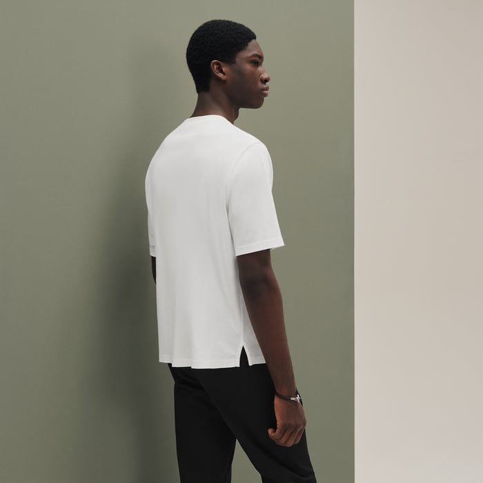 Blanc "H'Cheval" T-shirt With Leather Detail