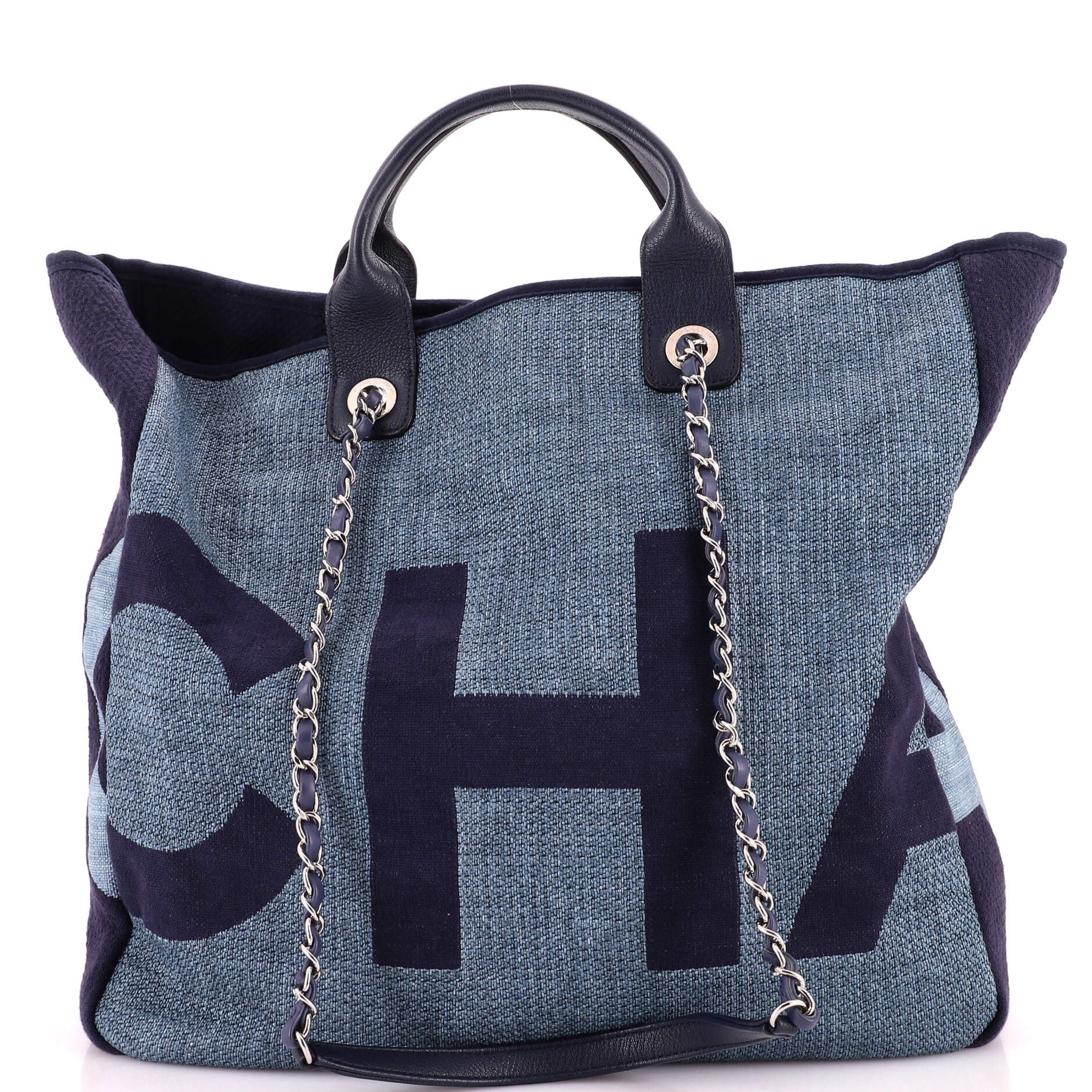 Deauville Logo Shopping Tote Printed Raffia Large
