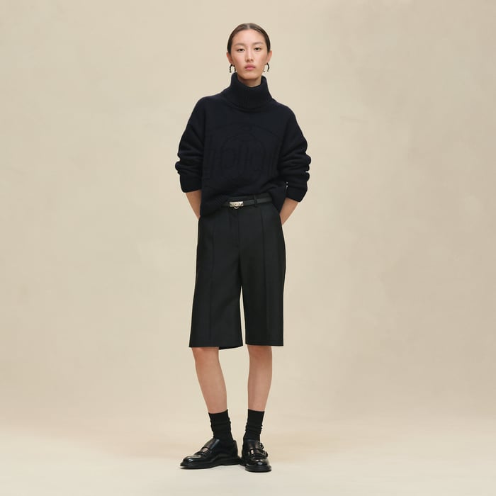 Bleu Noir Cashmere "H Lift" Long-sleeve Sweater