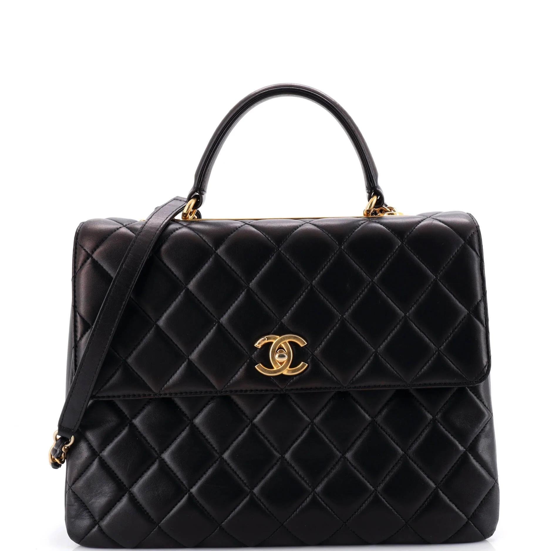 Trendy CC Top Handle leather handbag