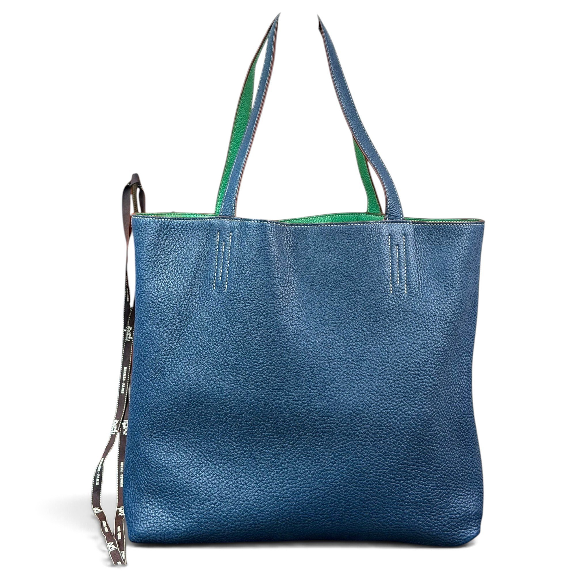 Double sens leather handbag