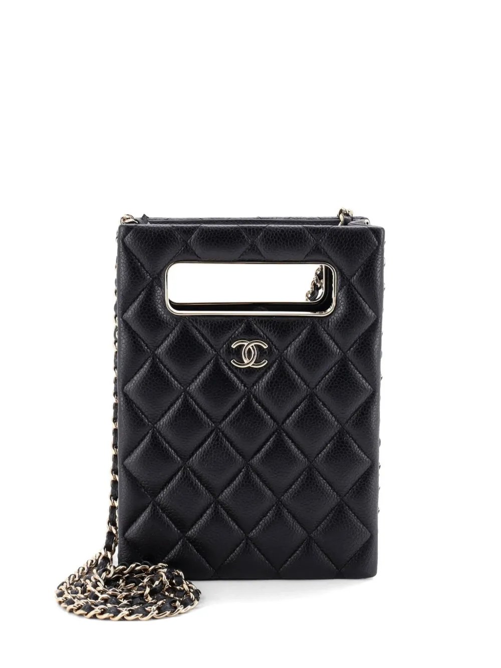 Chain Around Cut Out Handle Evening Tote Quilted Caviar Mini crossbody bag