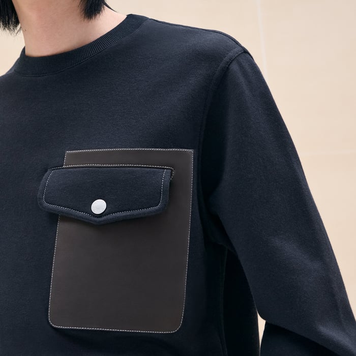 Marine "Empreinte Sellier Cuir" Crewneck Sweater