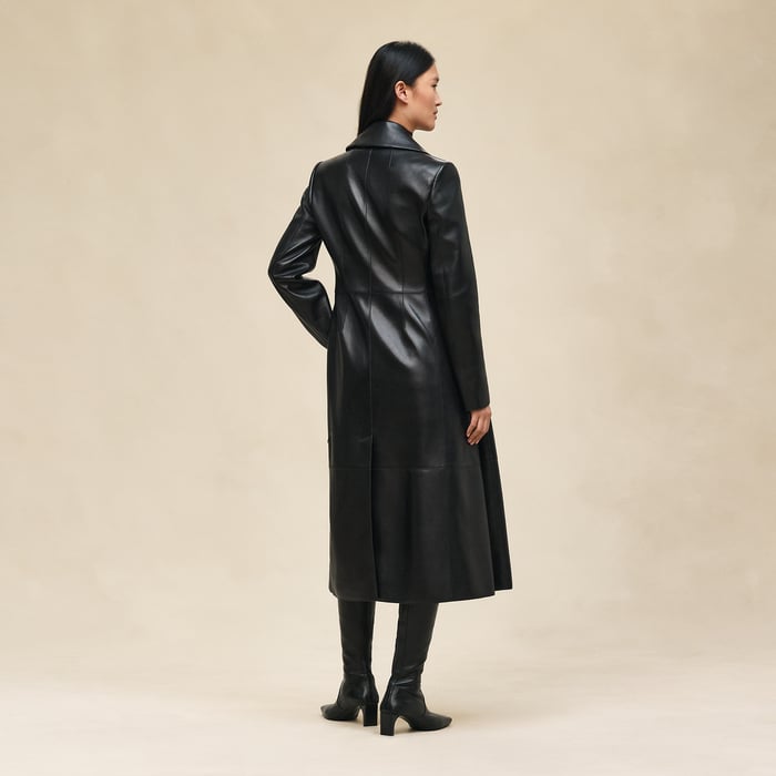 Noir Leather Suit Coat