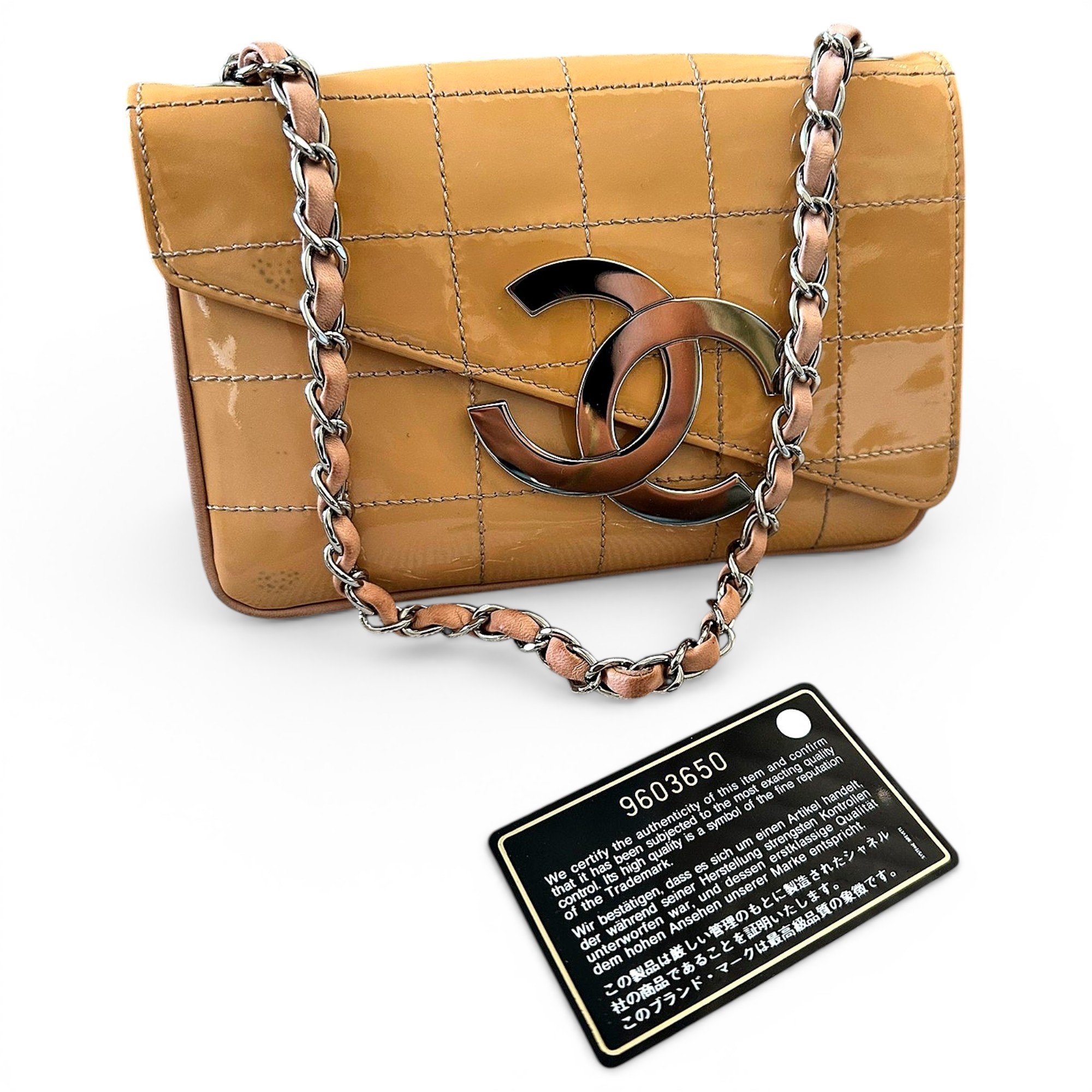 East West Chocolate Bar patent leather handbag