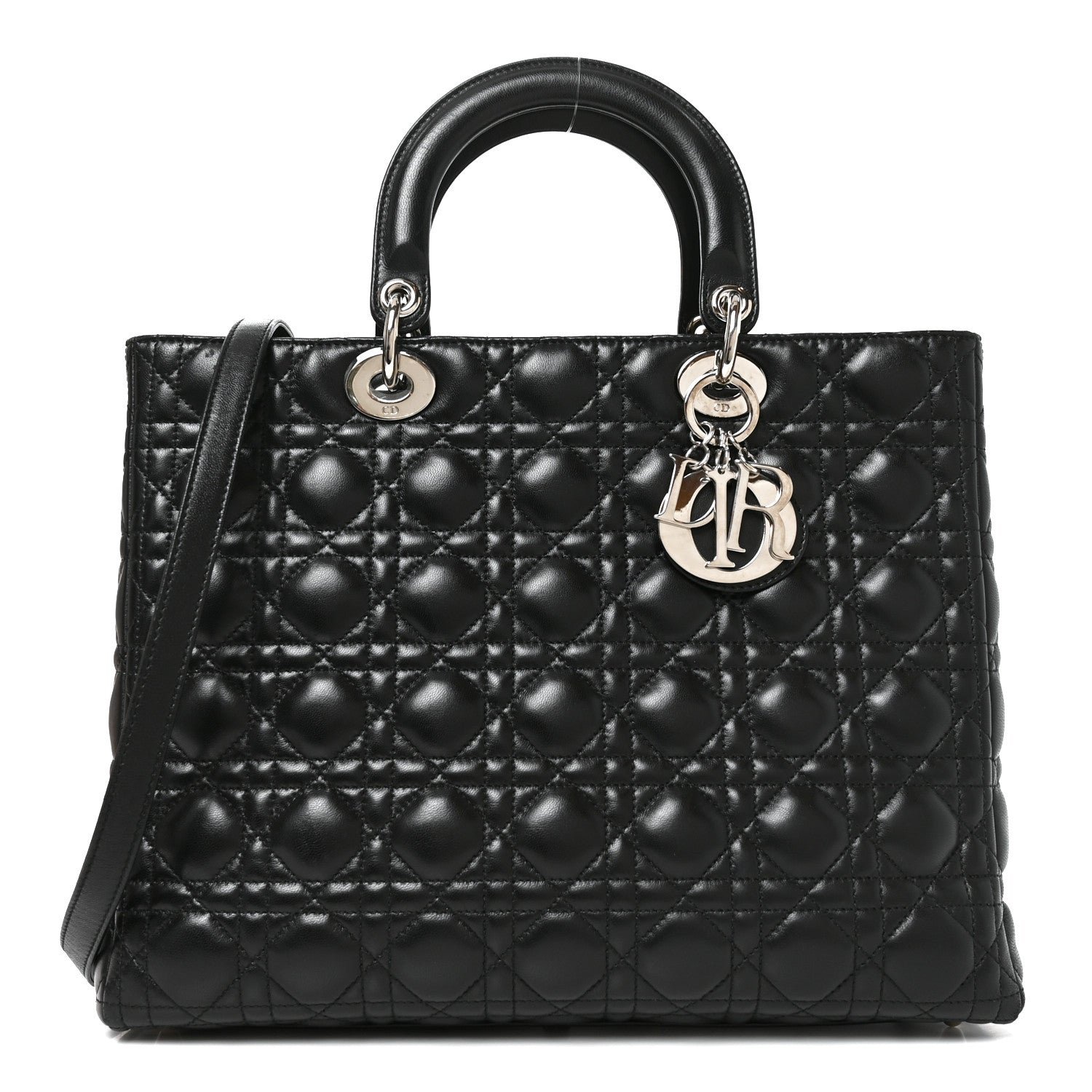 Christian Dior Lambskin Cannage Large Lady Dior Black