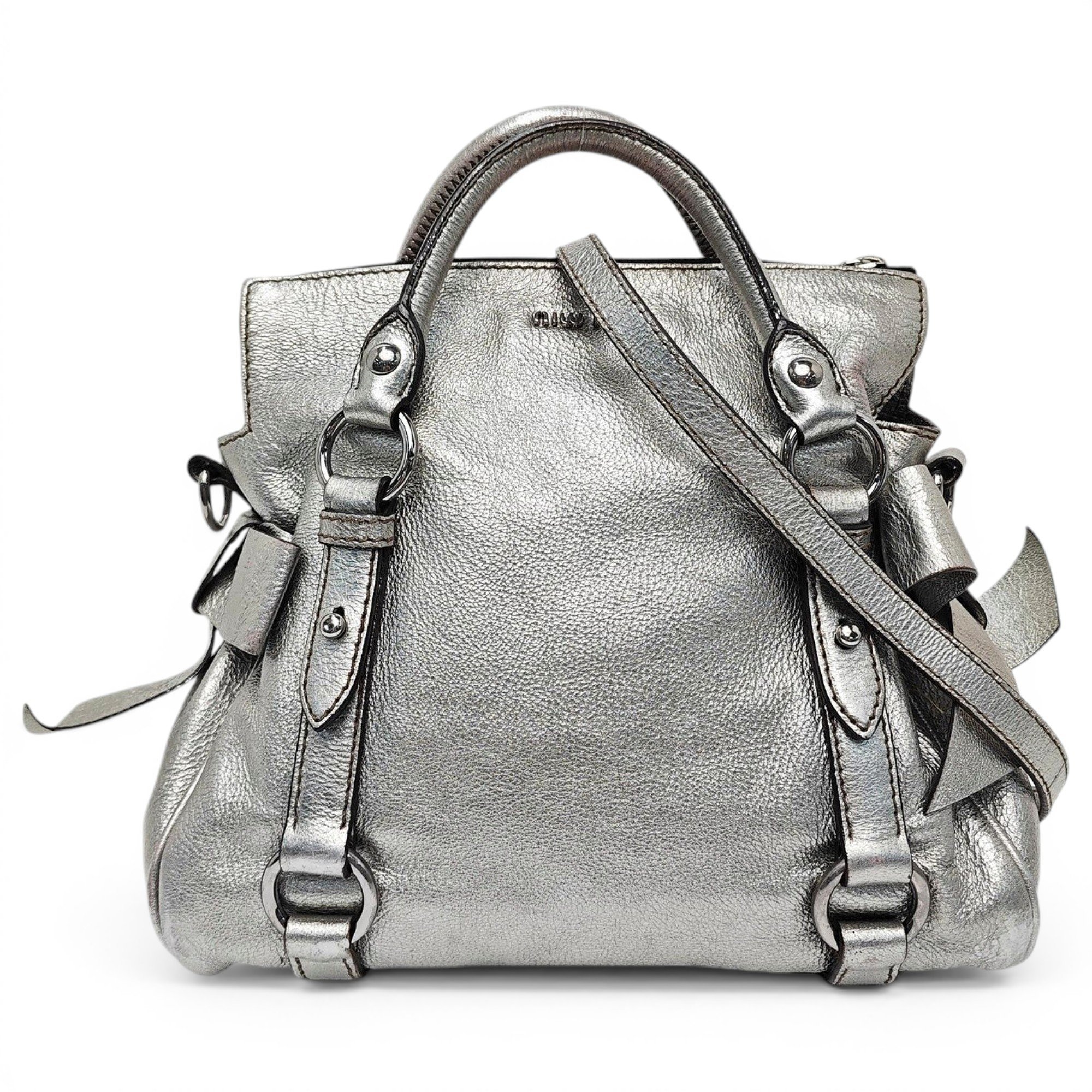 Bow bag leather handbag