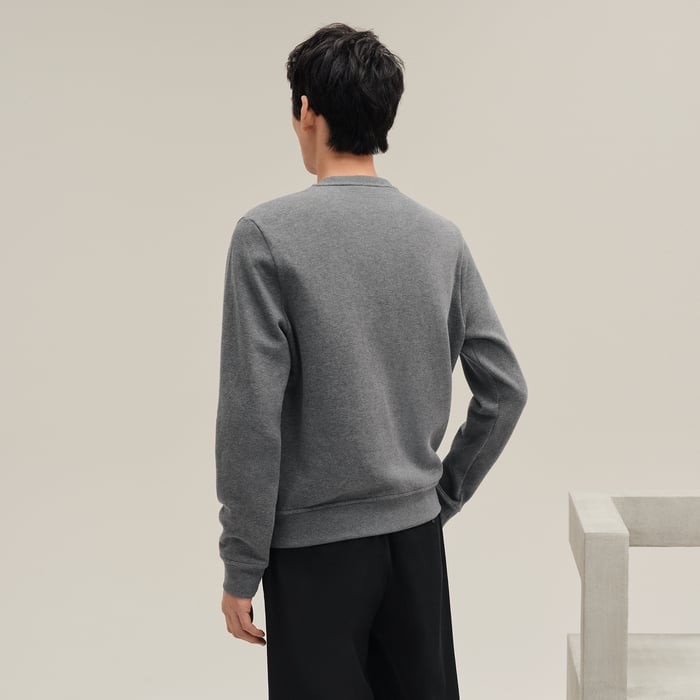 Gris Chiné Foncé "Ex-libris" Crewneck Sweater