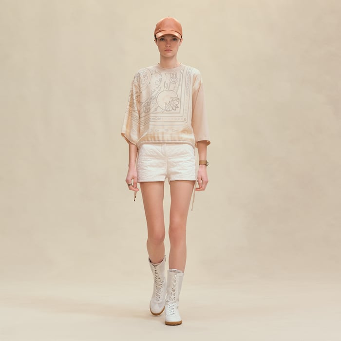 Blanc Perle "Candy Libris" Long-sleeve Twillaine T-shirt Sweater