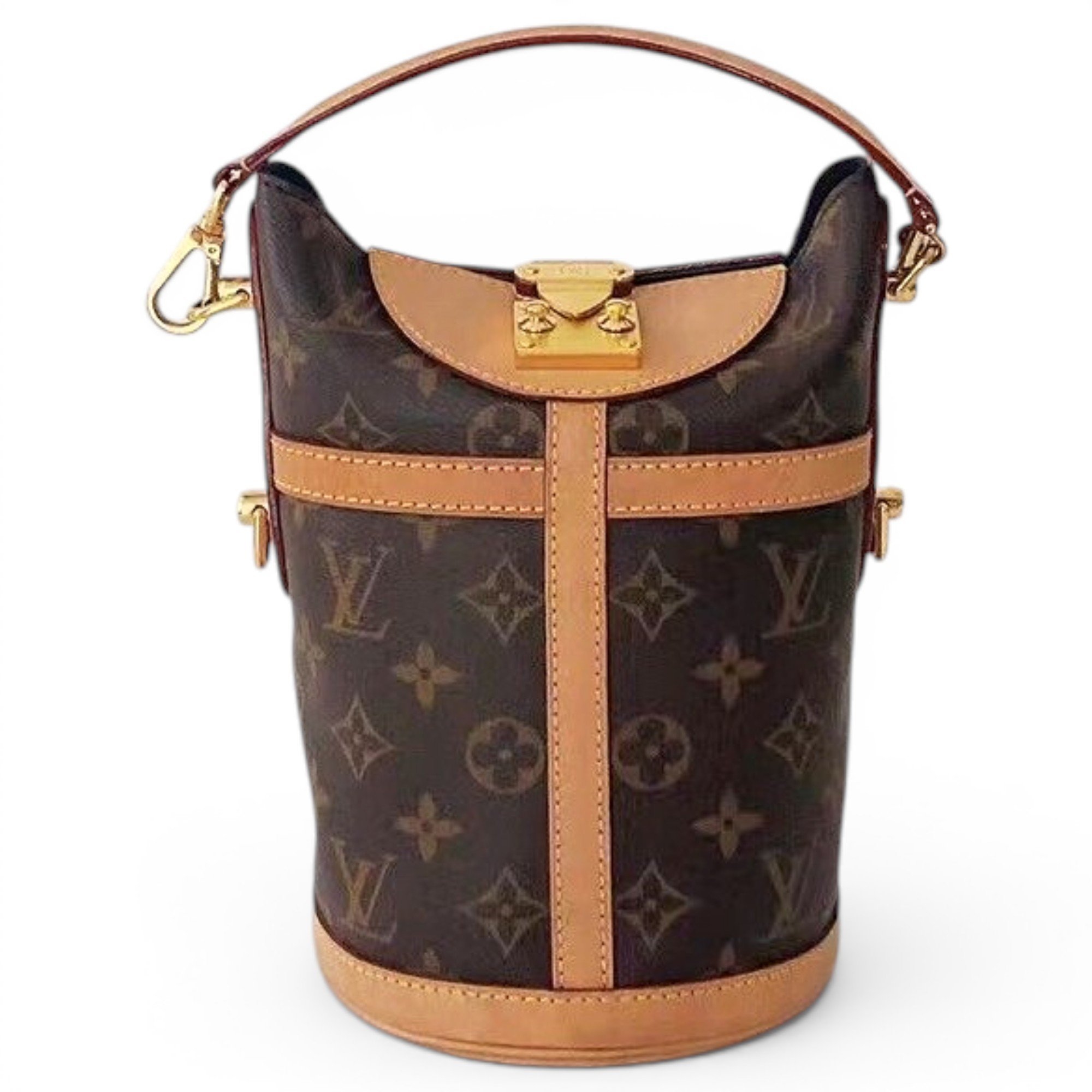 Duffle leather handbag