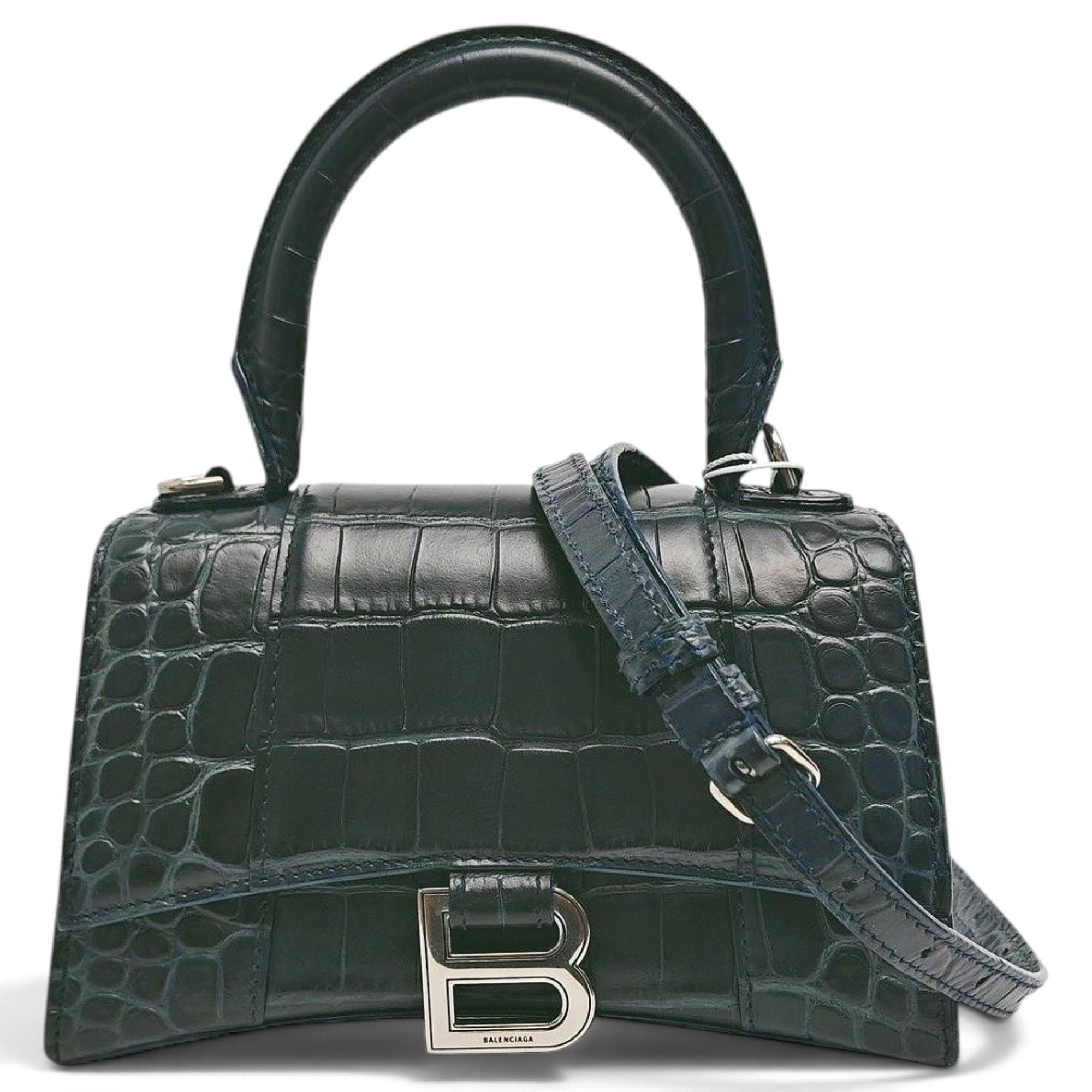 Hourglass leather handbag