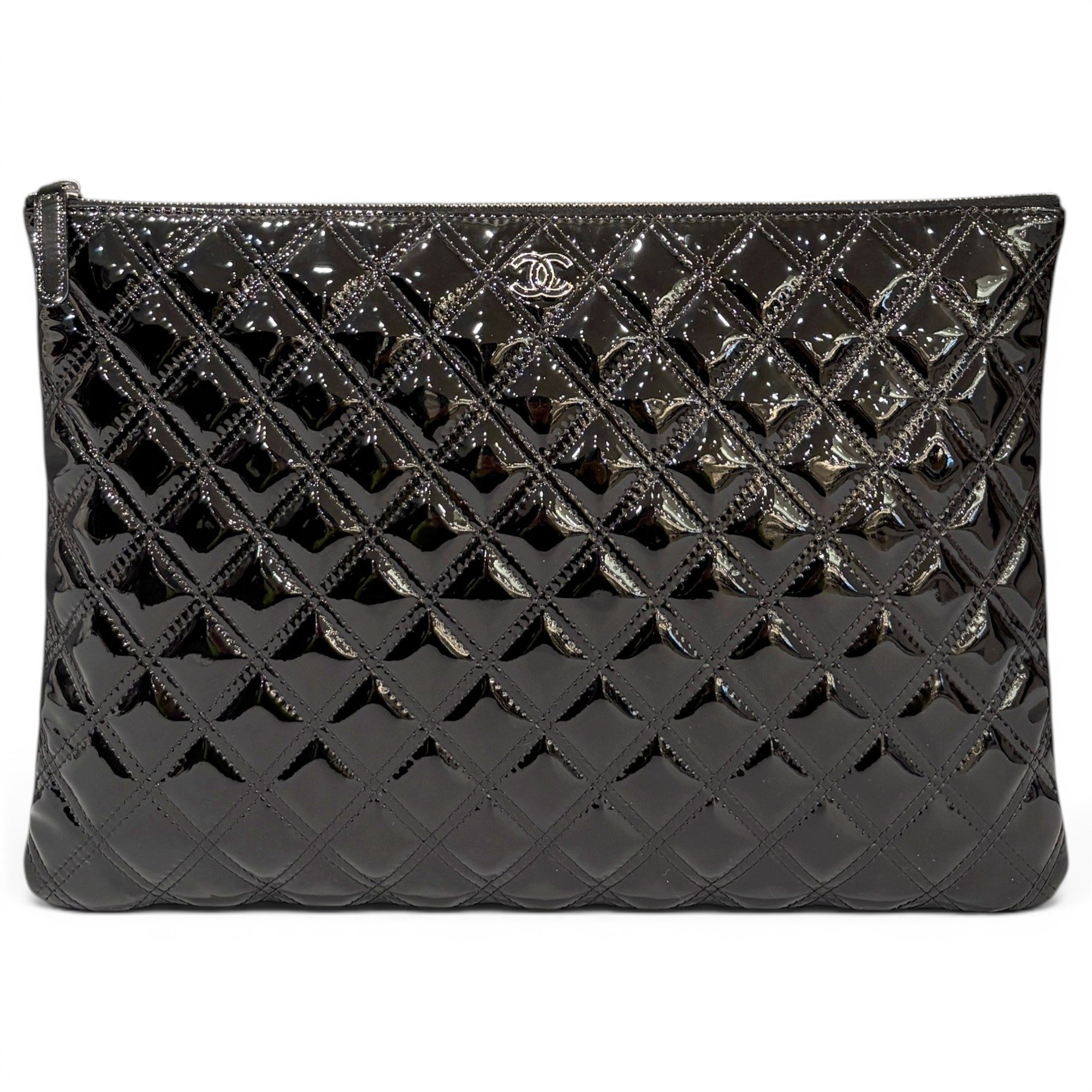 Patent leather clutch bag