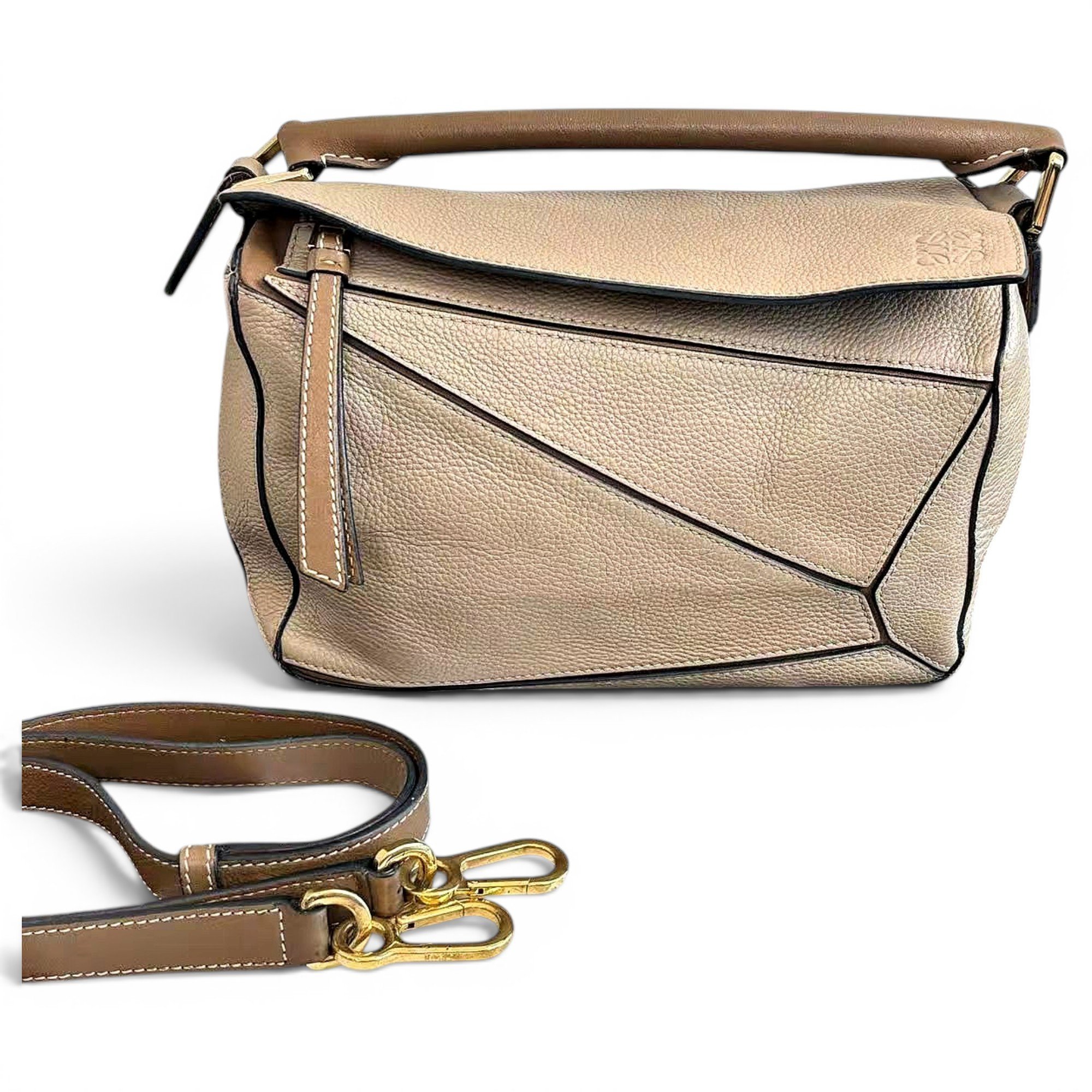 Puzzle leather handbag