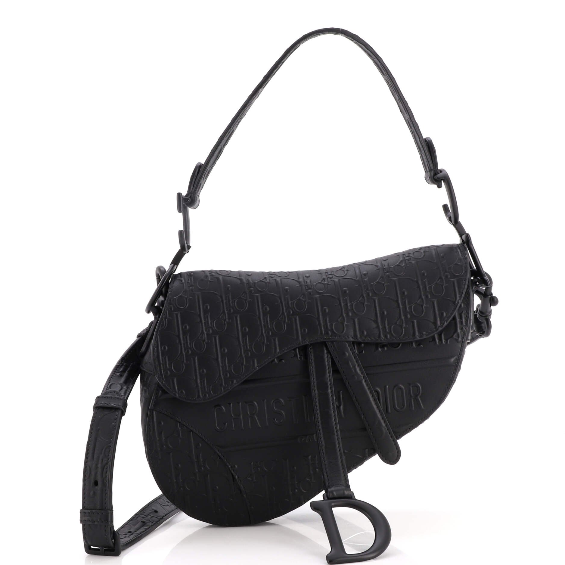 Saddle Handbag Oblique Embossed Calfskin Medium