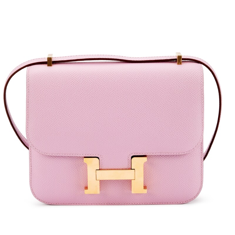 Hermes Mauve Sylvestre Epsom Mini Constance 18 Rose Gold Hardware, 2022
