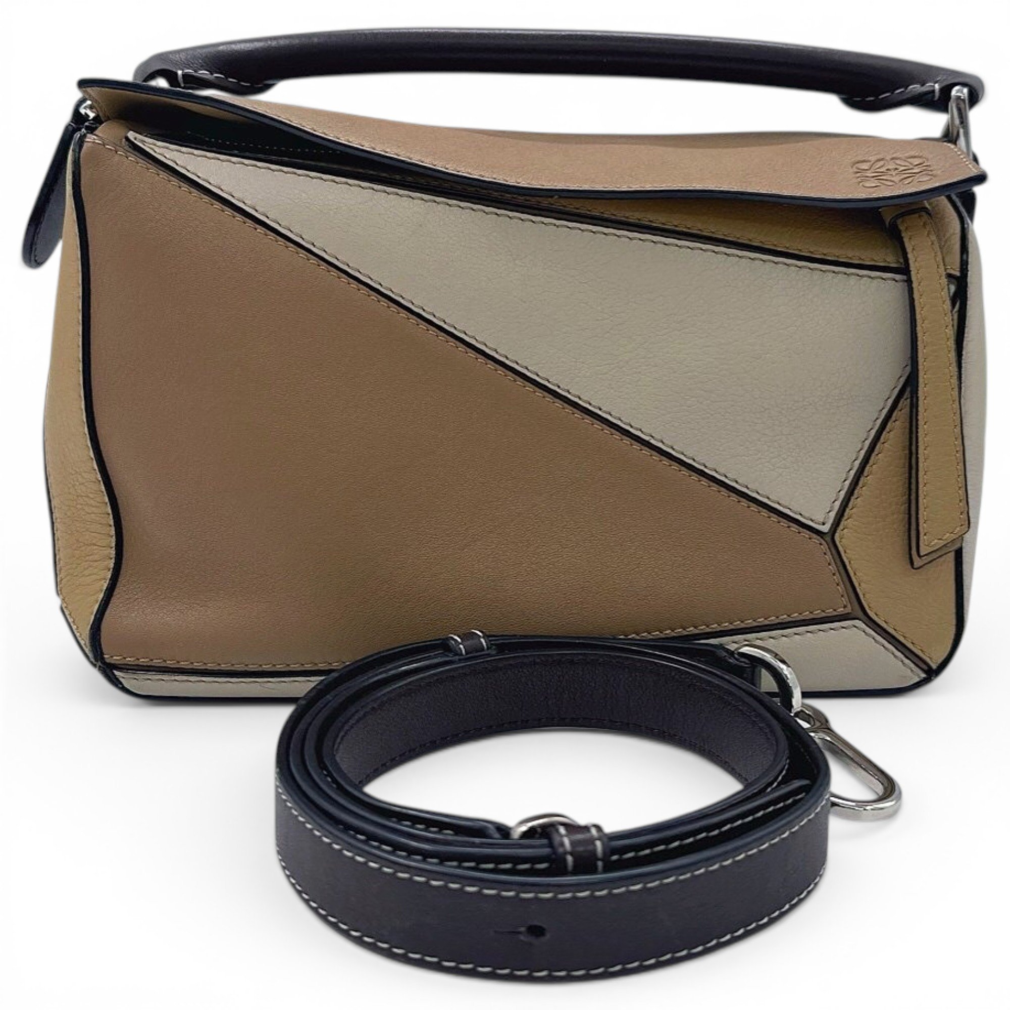 Puzzle leather handbag