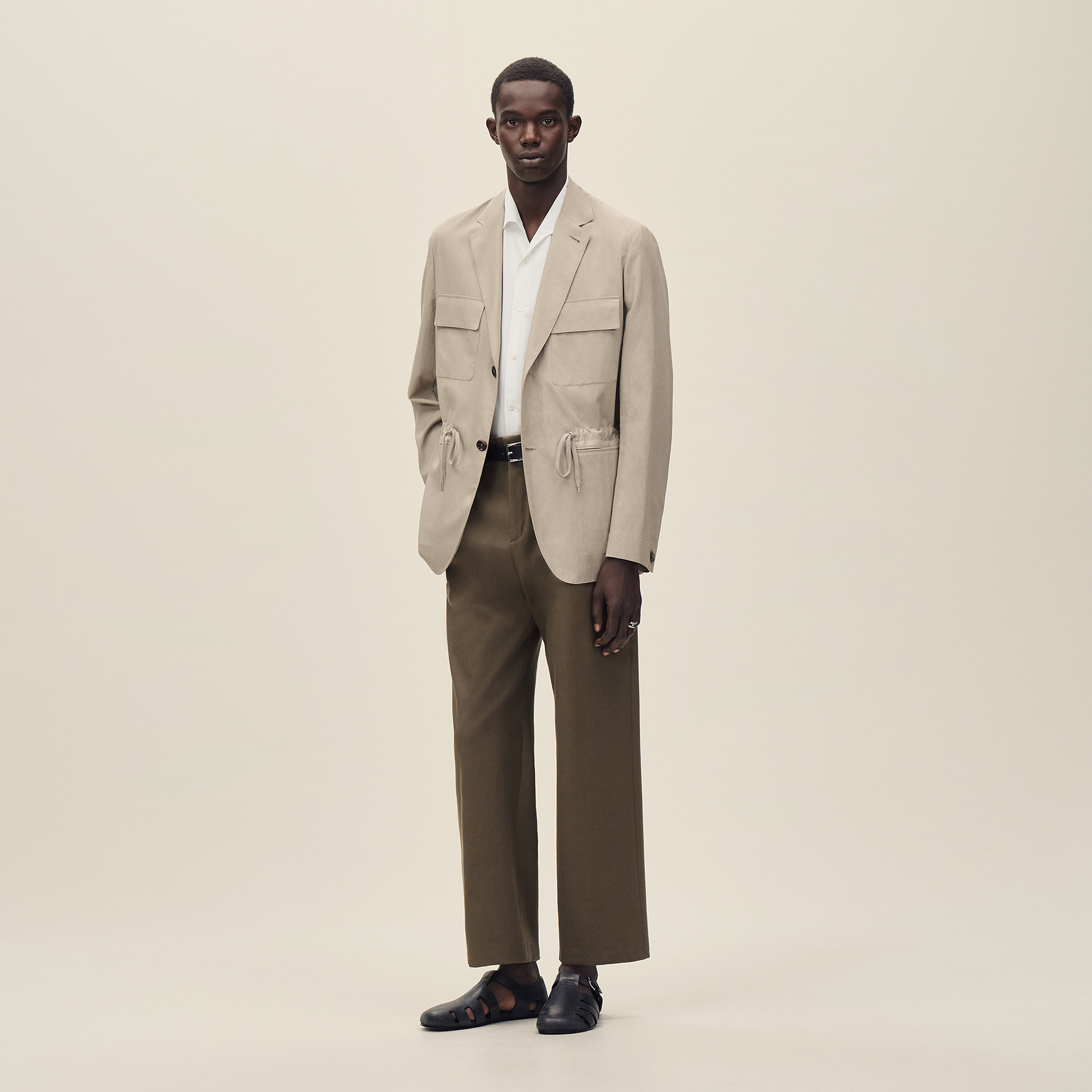 Rive Gauche drawstring jacket, long model