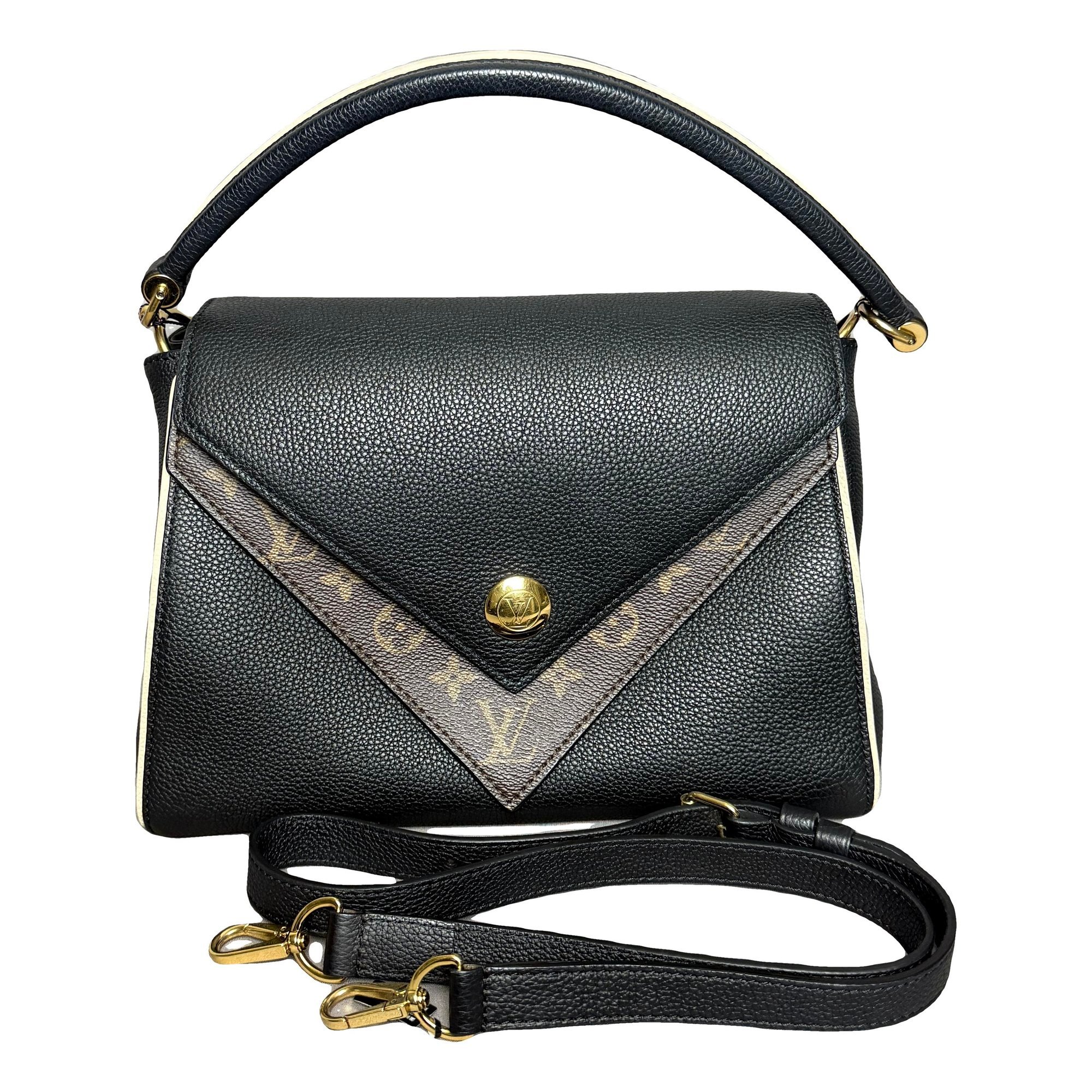 Double V leather handbag