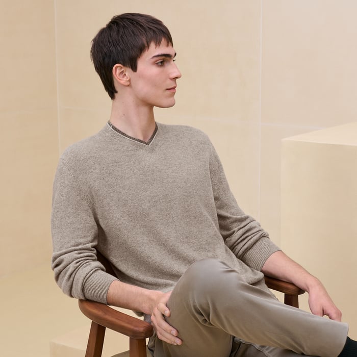 Tourbe Cashmere "Doubles Cotes H" V-neck Sweater