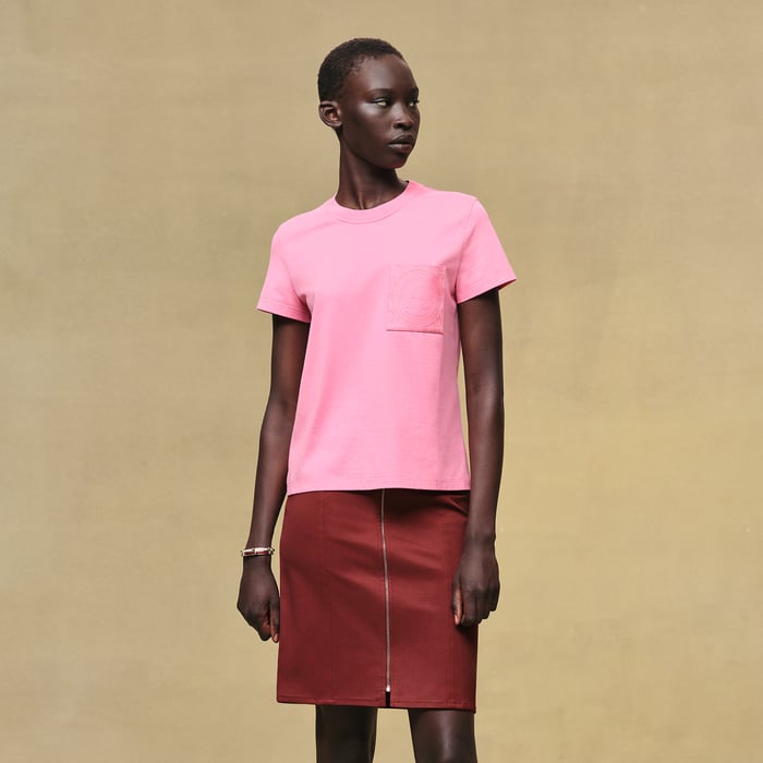 Rose Bonbon Embroidered Pocket T-shirt