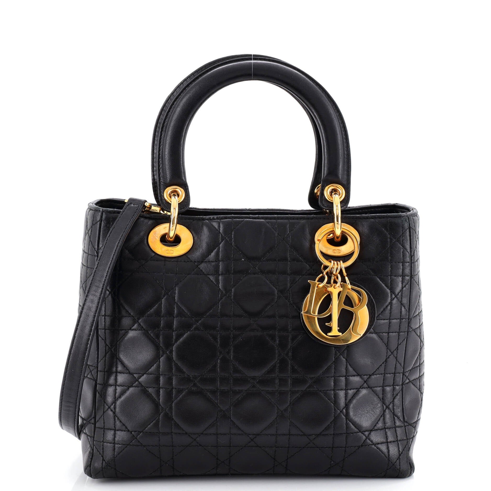 Vintage Lady Dior Bag Cannage Quilt Lambskin Medium