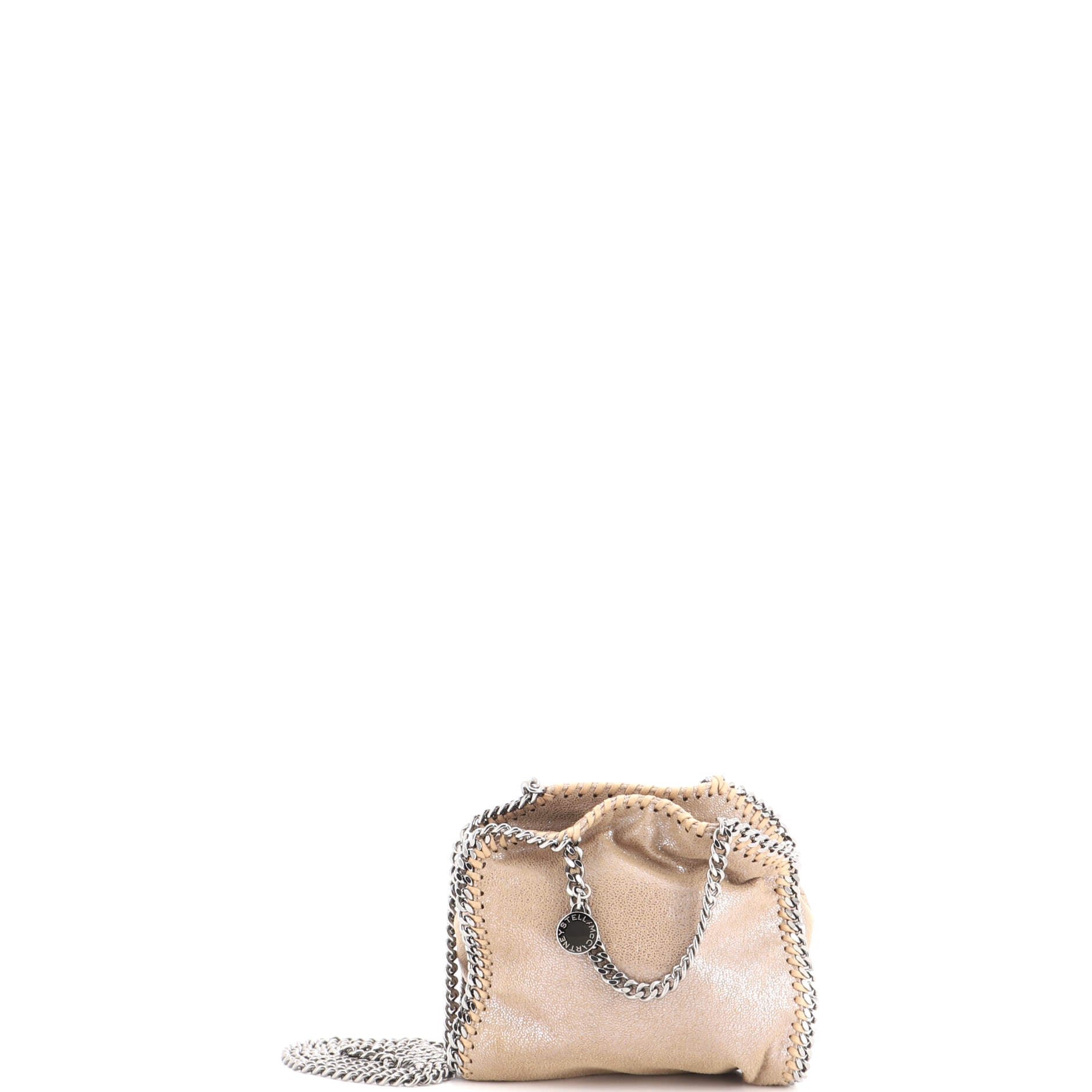 Falabella Fold Over Crossbody Bag Metallic Crackled Faux Leather Tiny