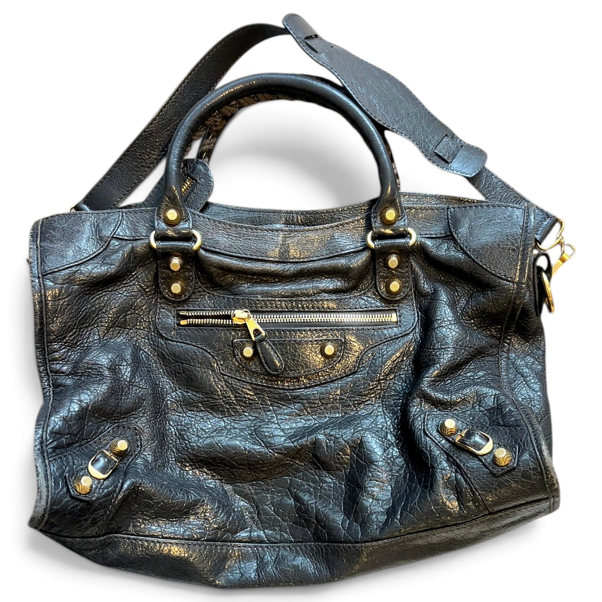 City leather handbag