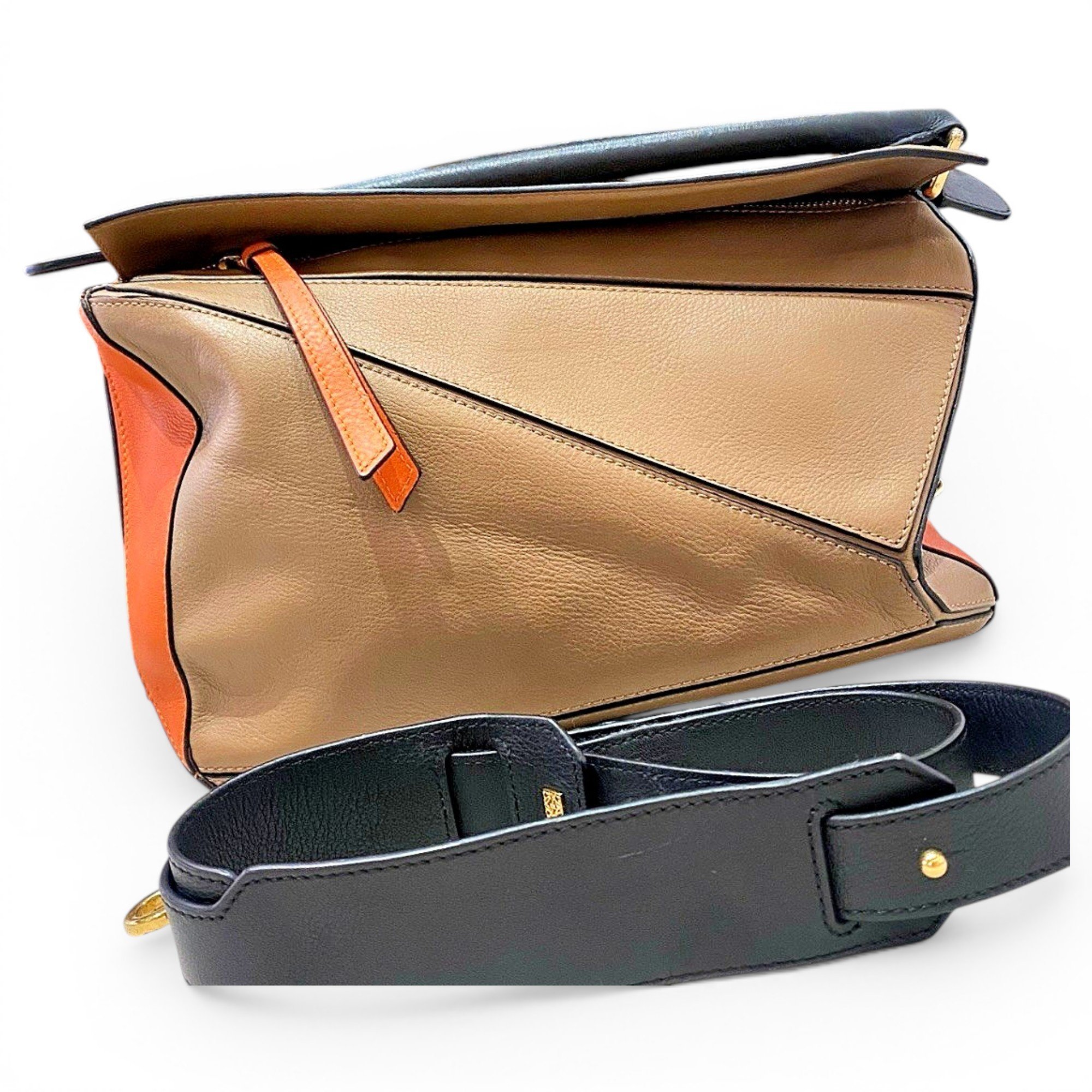 Puzzle leather handbag