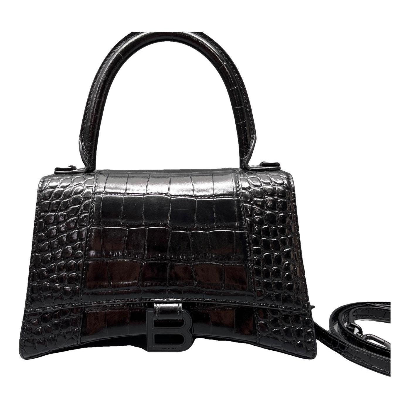 Hourglass leather handbag