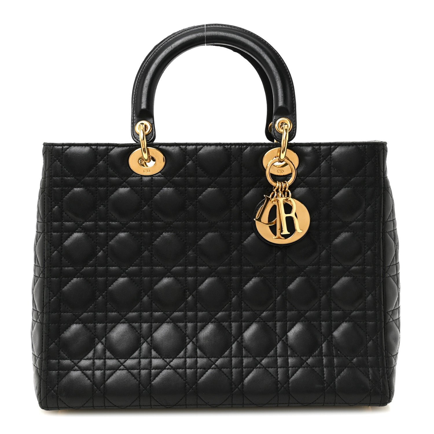Christian Dior Lambskin Cannage Large Lady Dior Black