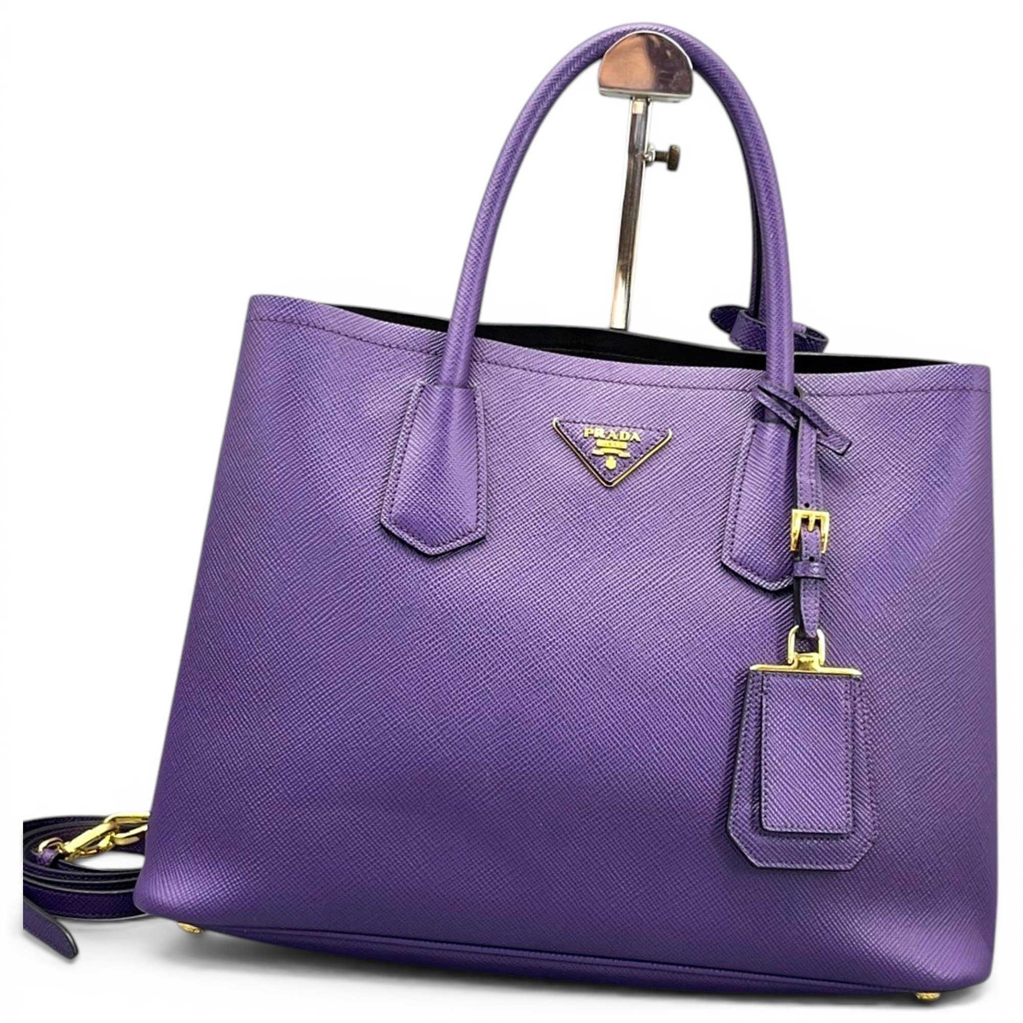 Double leather handbag