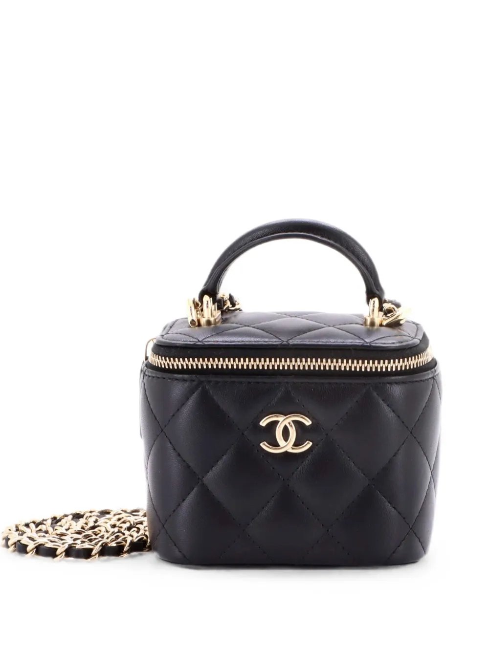 Classic Top Handle Vanity Case with Chain Quilted Lambskin Mini crossbody bag