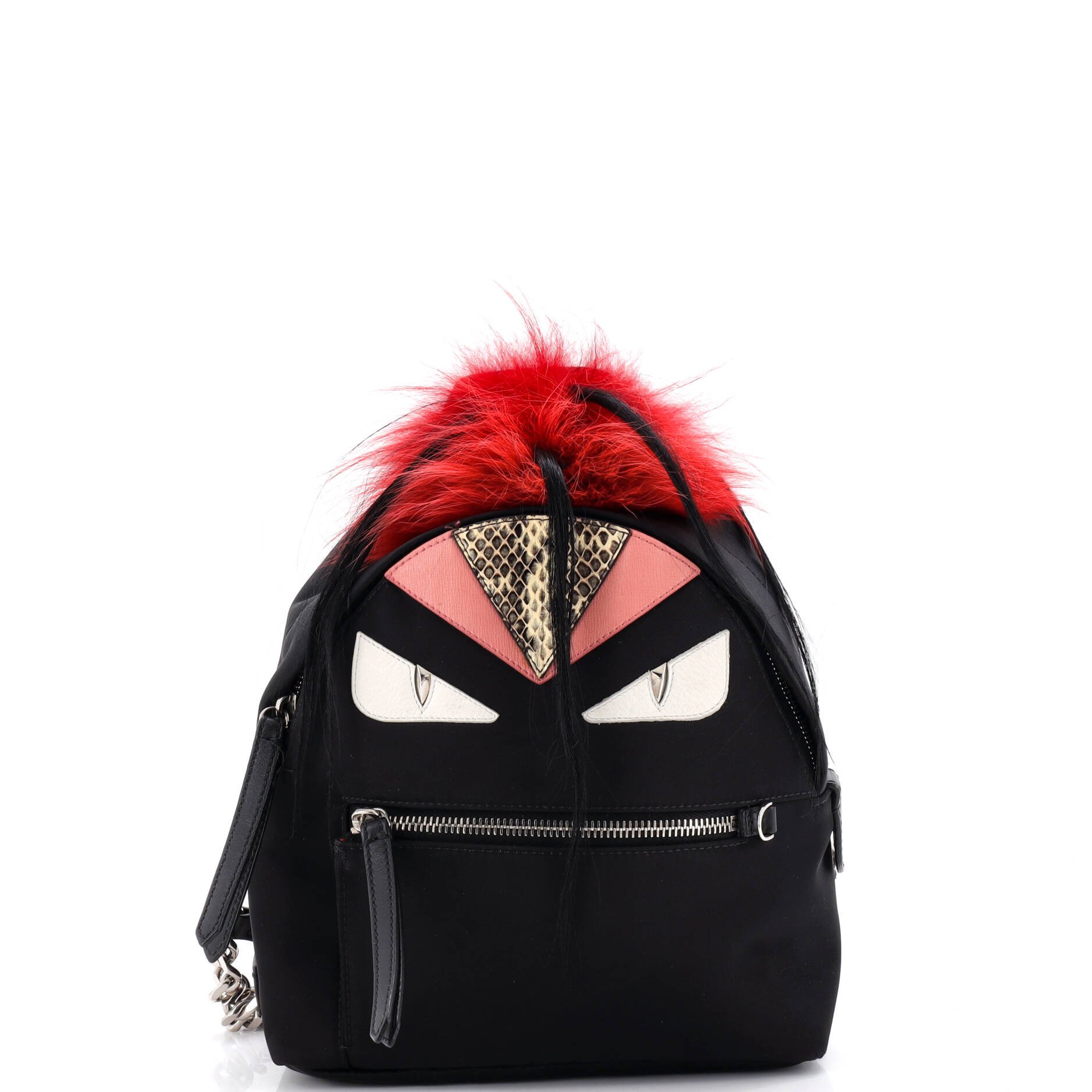 Monster Backpack Nylon with Leather and Fur Mini