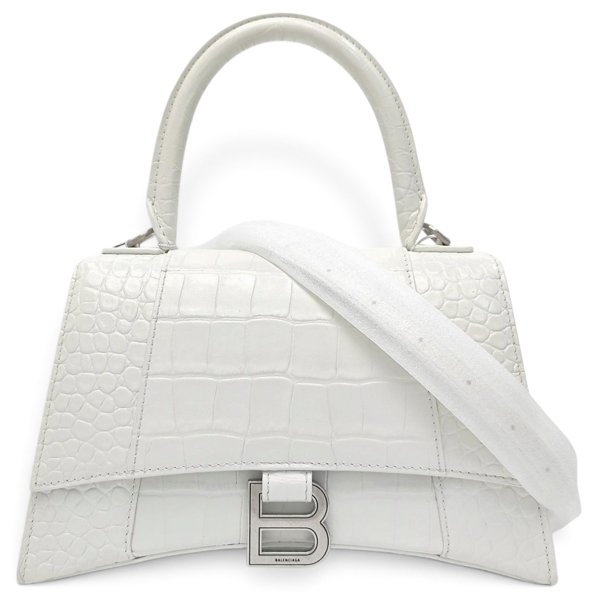 Hourglass leather handbag