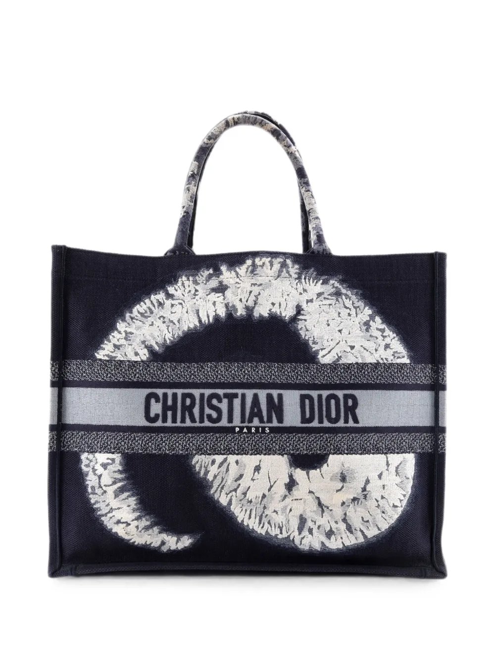 Book Embroidered Canvas Large tote bag