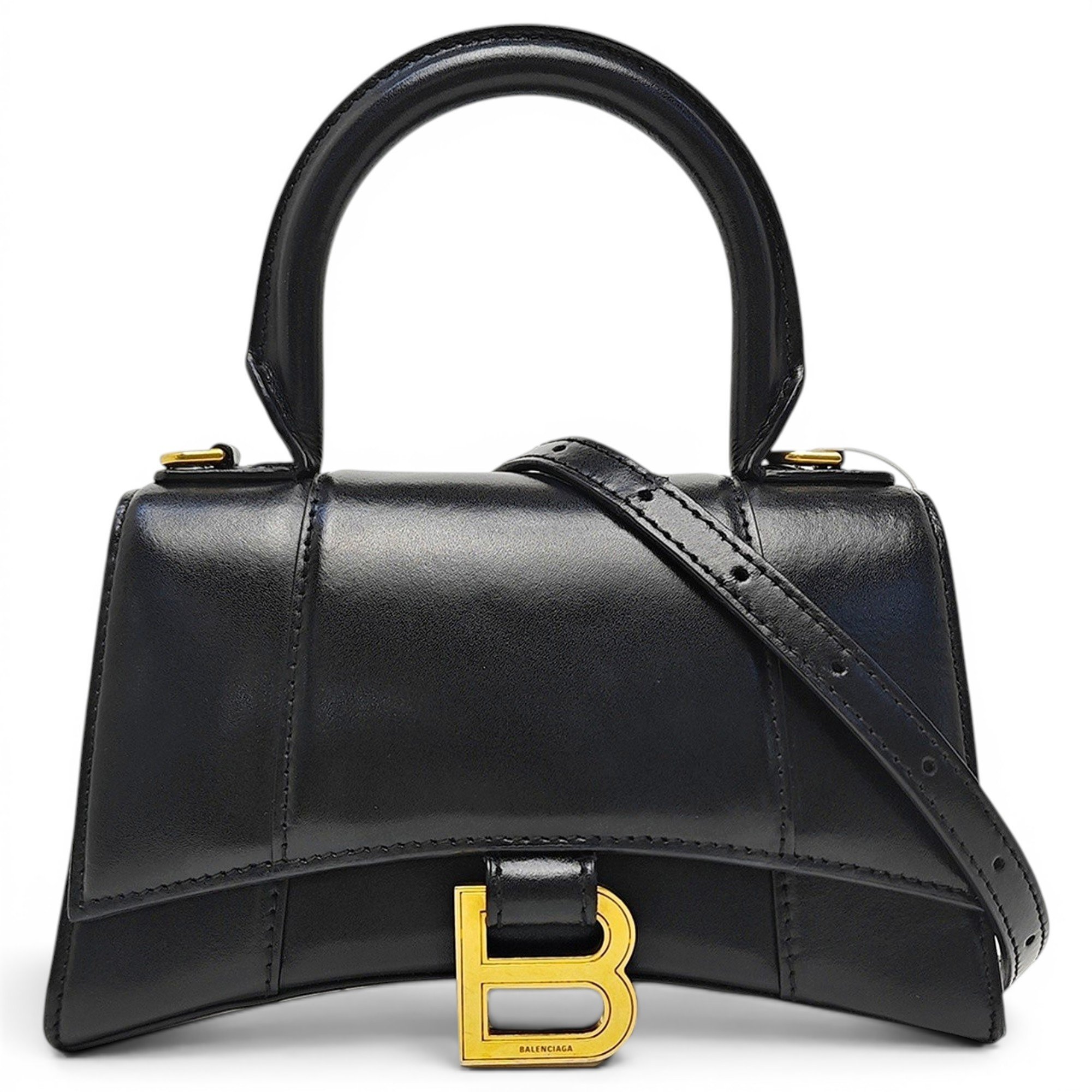 Hourglass leather handbag